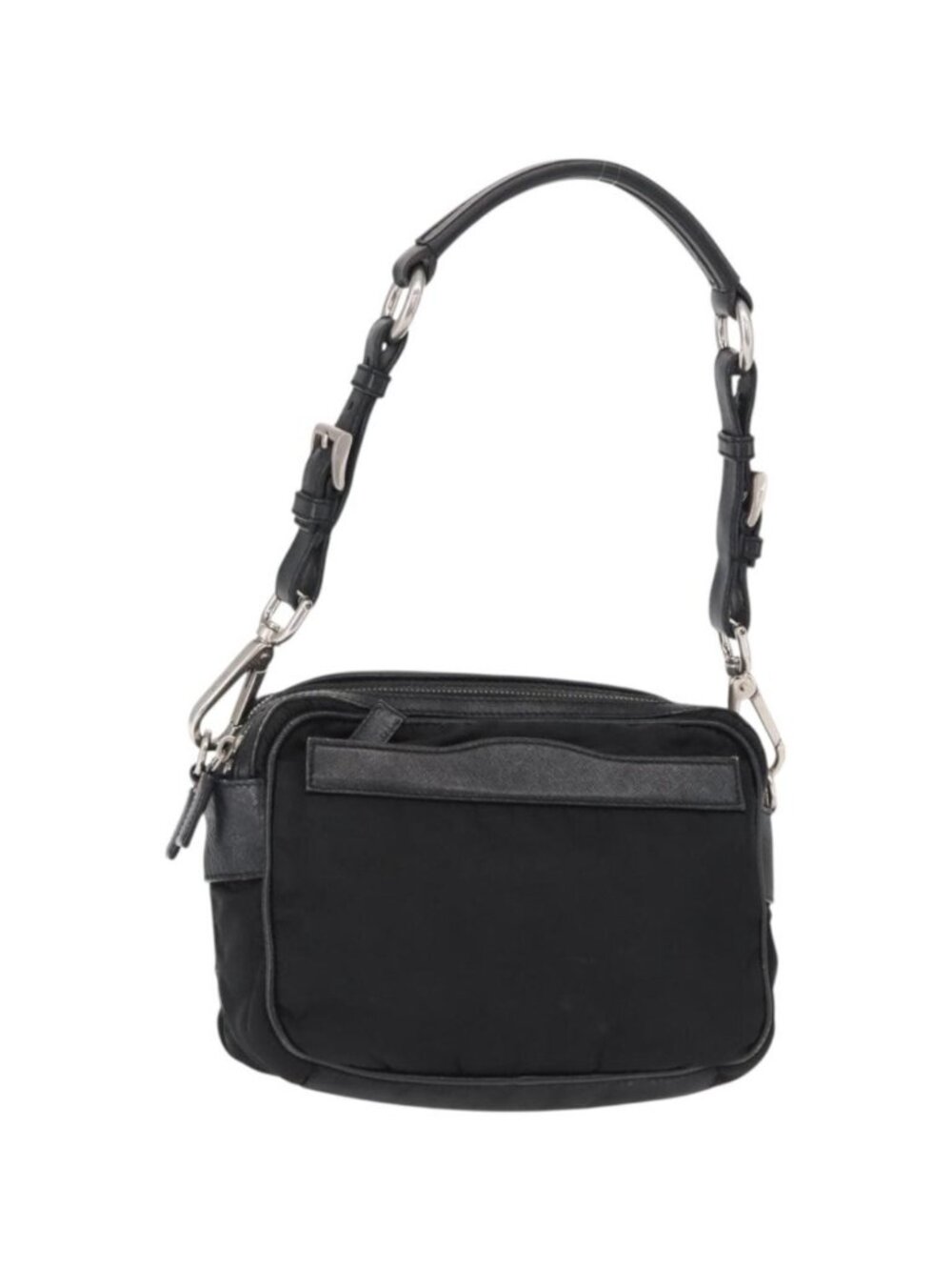 PRADA Shoulder Bag Nylon Black Silver